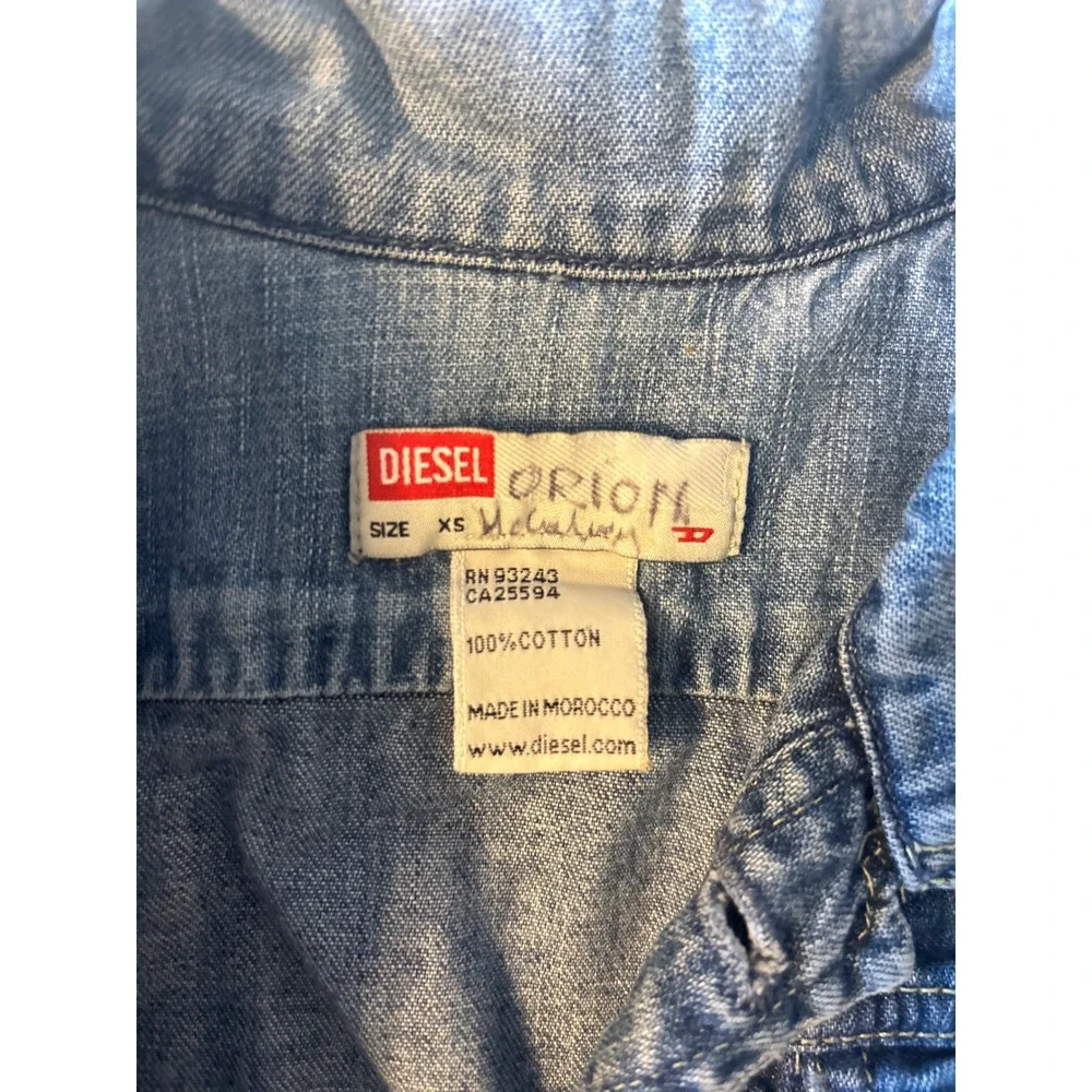 Diesel Orion Denim Jacket Kids XS Blue Good Medium Wash Trucker Zipper Pockets‎